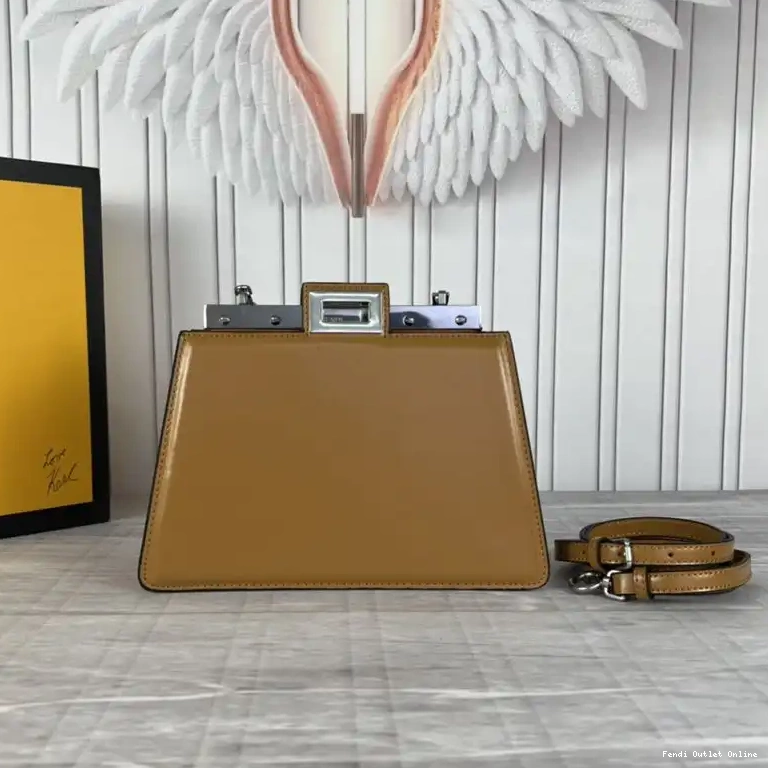 Cheap Leather Cut Fendi Brown Peekaboo Bag In Mini Calf 0615